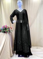 Georgette Black Party Wear Hand Work Readymade Indo Western